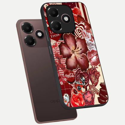  Aesthetic Little Freak phone case For Oppo A6C 5G showing premium glass back cover with detailed artwork