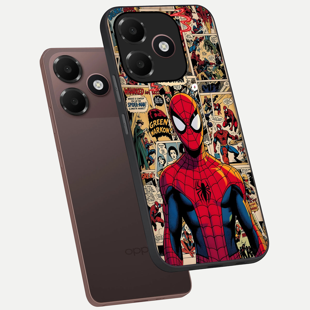  Aesthetic Spider phone case For Oppo A6C 5G showing premium glass back cover with detailed artwork