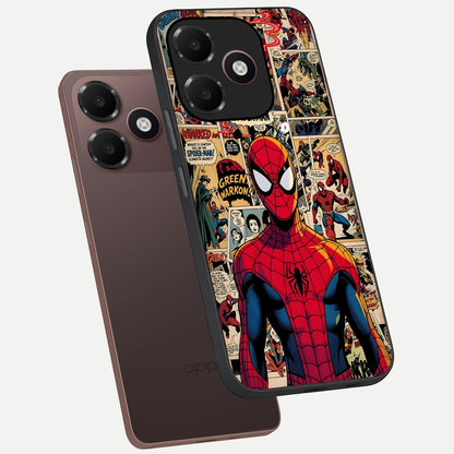  Aesthetic Spider phone case For Oppo A6C 5G showing premium glass back cover with detailed artwork
