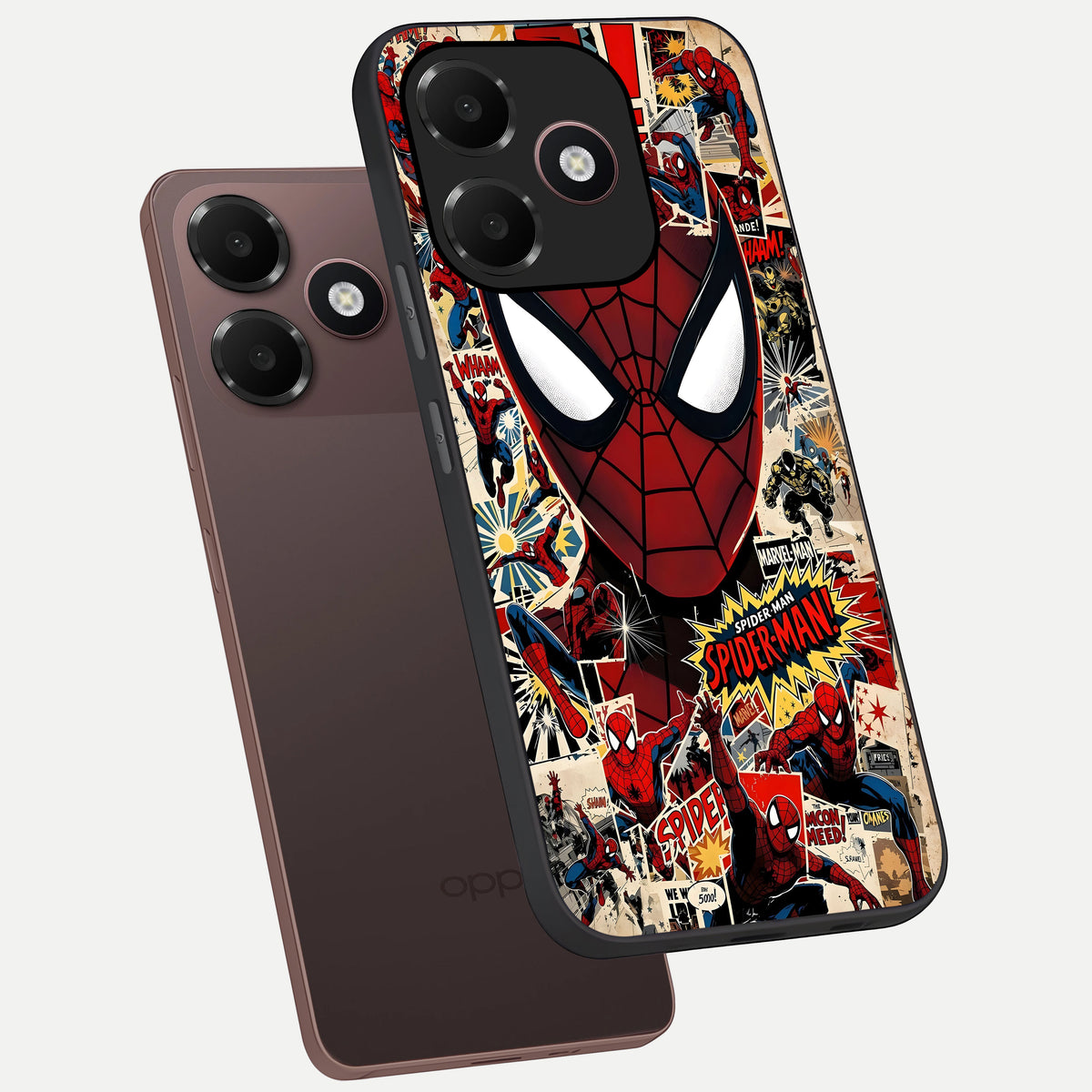 Aesthetic Wonder Spider phone case For Oppo A6C 5G showing premium glass back cover with detailed artwork