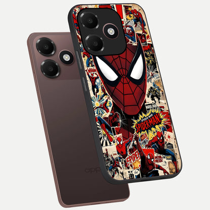  Aesthetic Wonder Spider phone case For Oppo A6C 5G showing premium glass back cover with detailed artwork