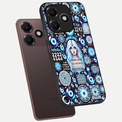  Angel Aura Shield phone case For Oppo A6C 5G showing premium glass back cover with detailed artwork