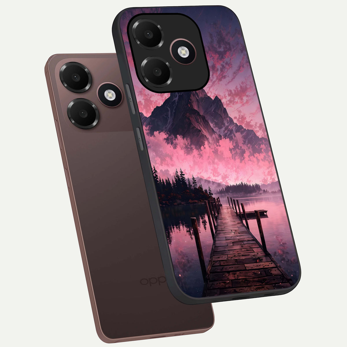  Beautiful Mountain View phone case For Oppo A6C 5G showing premium glass back cover with detailed artwork
