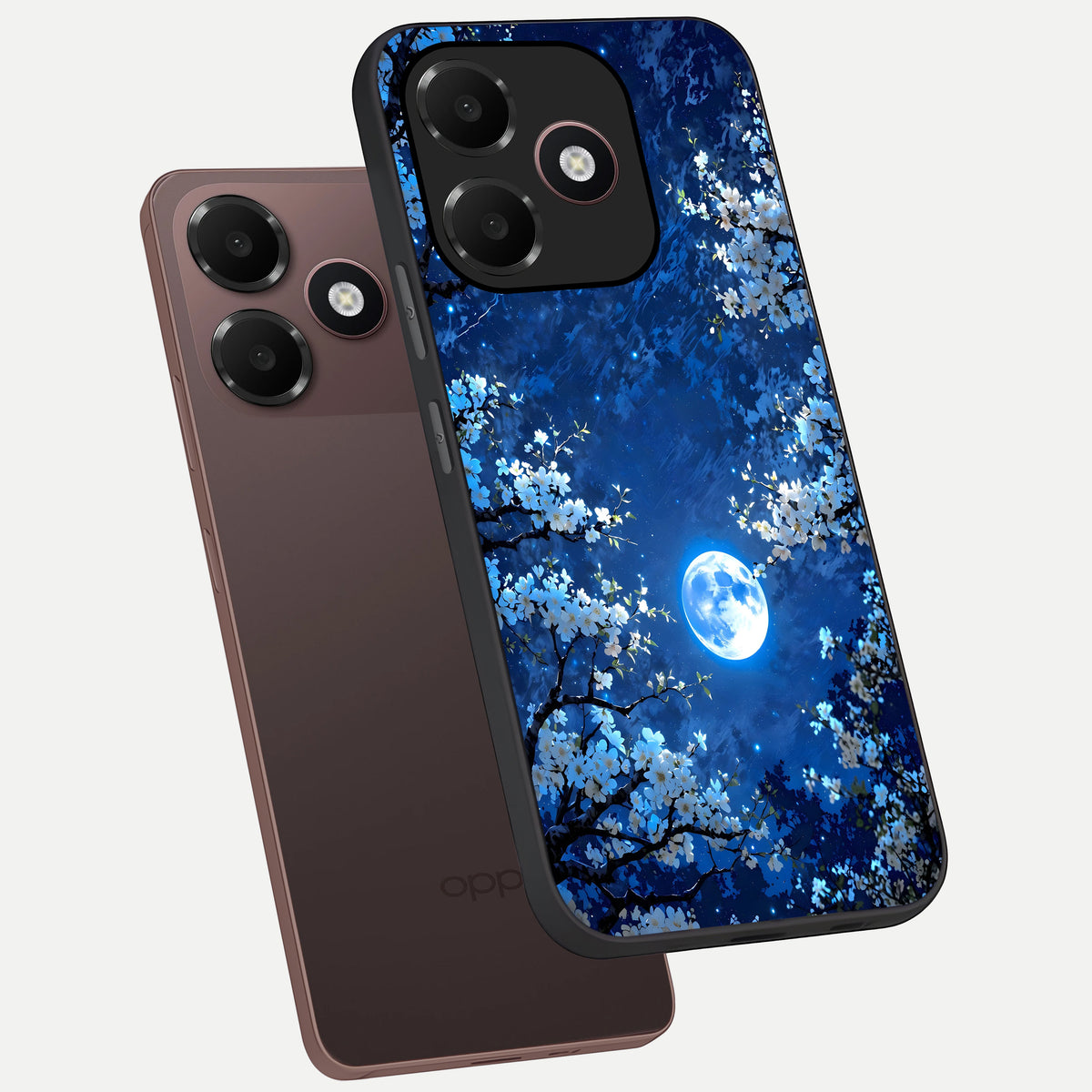  Blossom Moonlight Sky phone case For Oppo A6C 5G showing premium glass back cover with detailed artwork