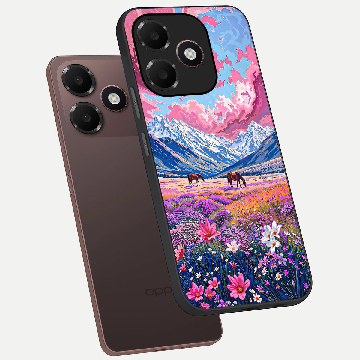  Blossom Valley Dream phone case For Oppo A6C 5G showing premium glass back cover with detailed artwork