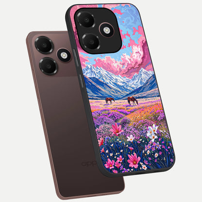  Blossom Valley Dream phone case For Oppo A6C 5G showing premium glass back cover with detailed artwork