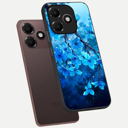  Blue Blossoms Branch phone case For Oppo A6C 5G showing premium glass back cover with detailed artwork