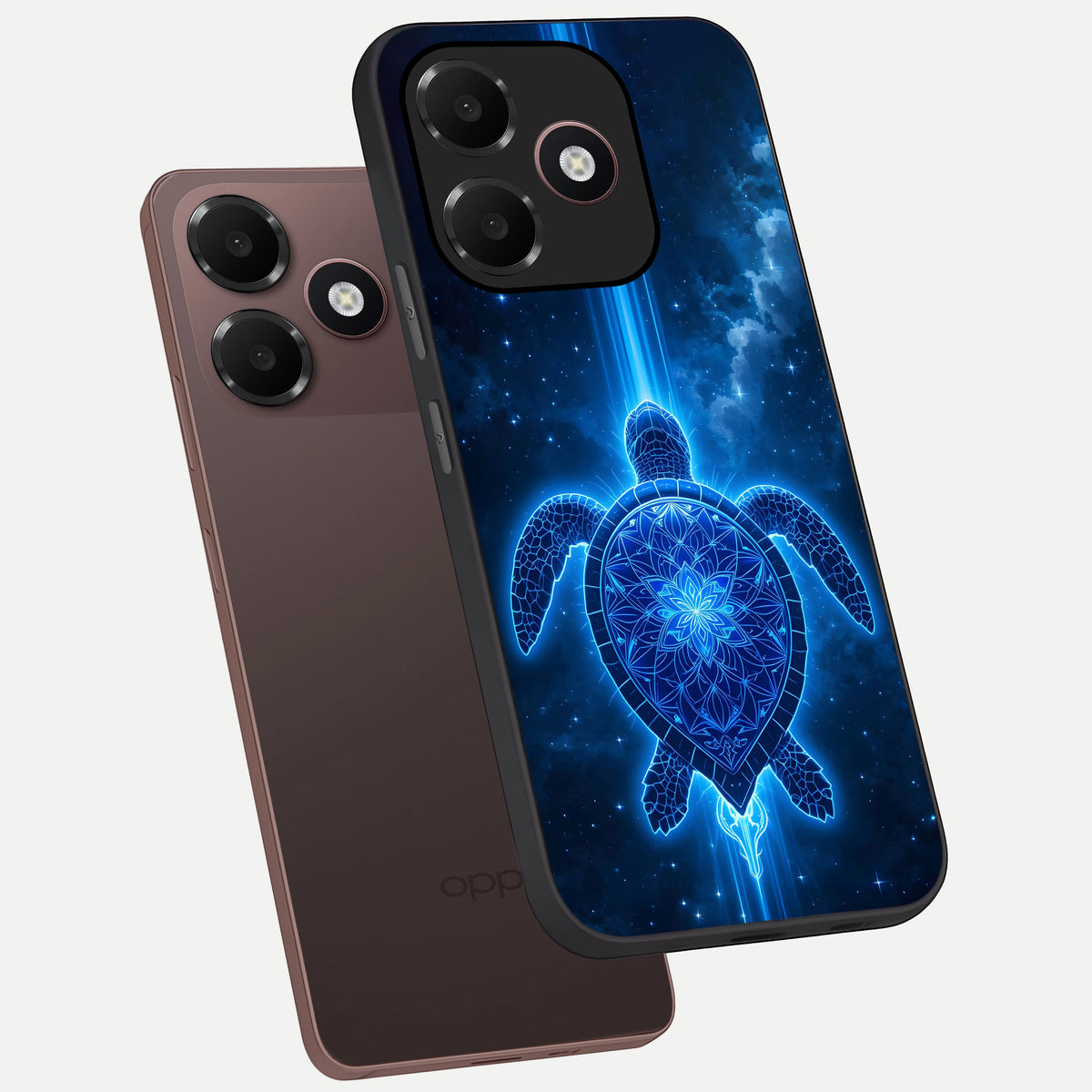  Blue Galaxy Turtle phone case For Oppo A6C 5G showing premium glass back cover with detailed artwork