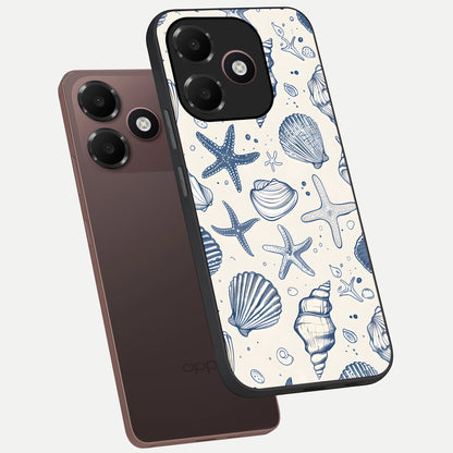 Blue Ocean Outline phone case For Oppo A6C 5G showing premium glass back cover with detailed artwork