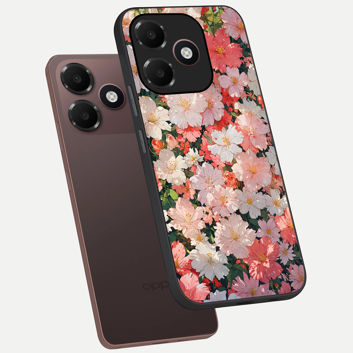  Blush Bloom Field phone case For Oppo A6C 5G showing premium glass back cover with detailed artwork