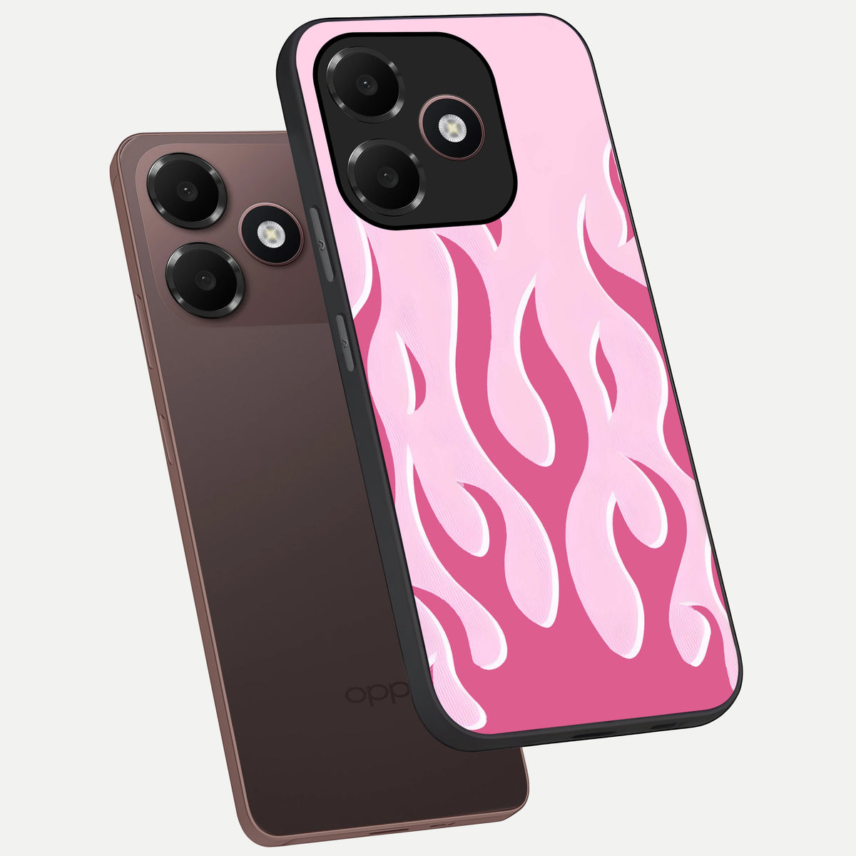  Blush Flame Energy phone case For Oppo A6C 5G showing premium glass back cover with detailed artwork