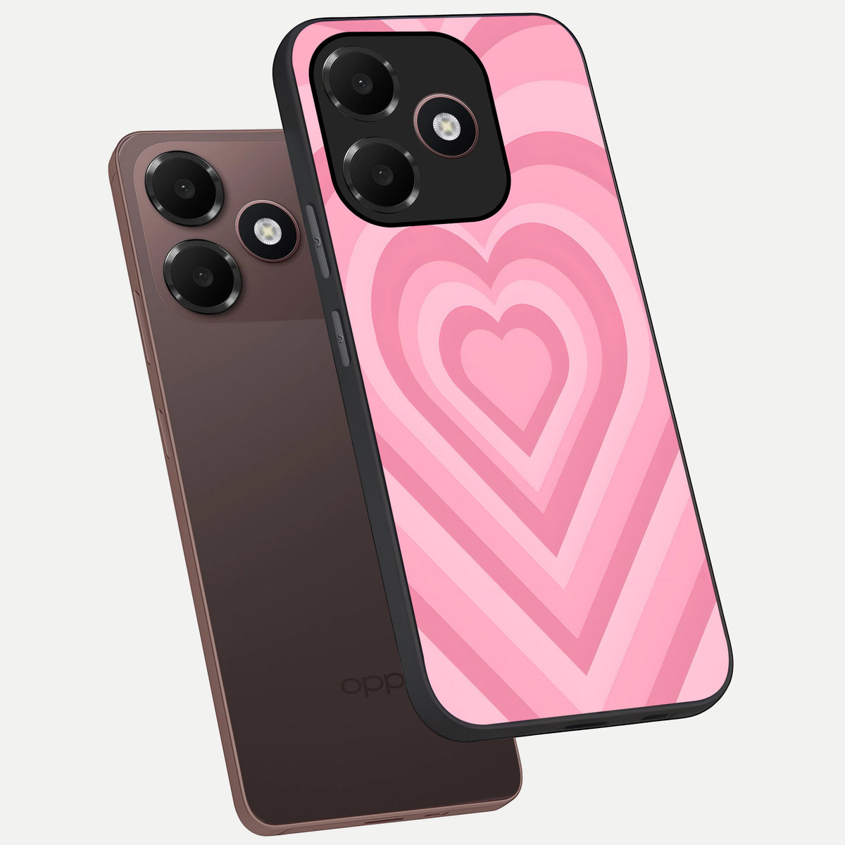  Blush Heart Waves phone case For Oppo A6C 5G showing premium glass back cover with detailed artwork