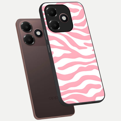  Blush Zebra Flow phone case For Oppo A6C 5G showing premium glass back cover with detailed artwork