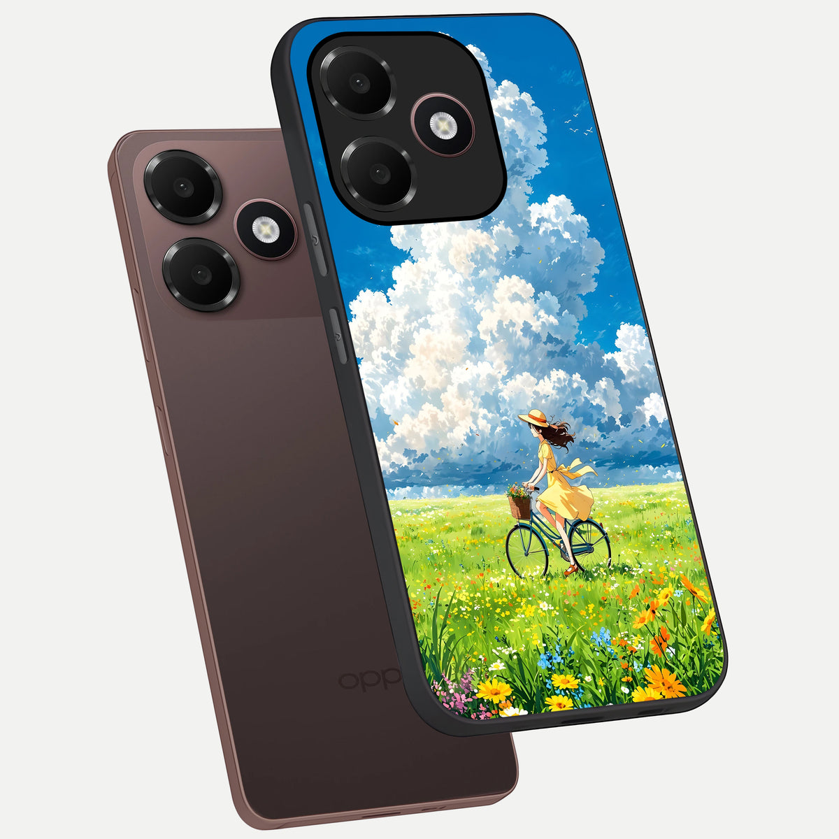  Breezy Meadow Ride phone case For Oppo A6C 5G showing premium glass back cover with detailed artwork