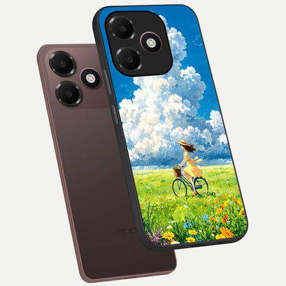 Breezy Meadow Ride phone case For Oppo A6C 5G showing premium glass back cover with detailed artwork