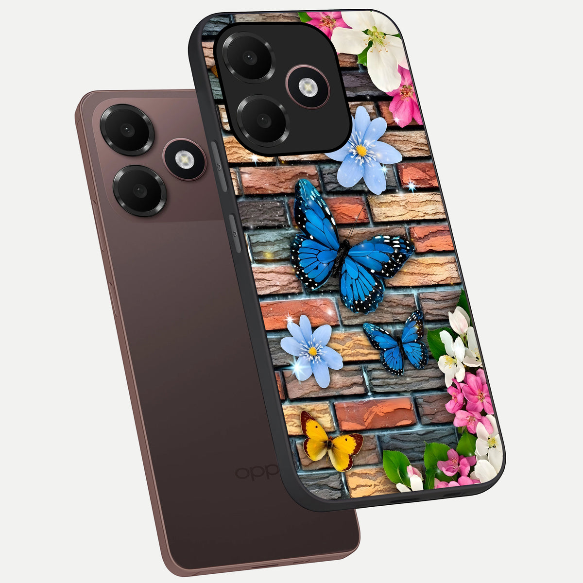  Brick Bloom Flight phone case For Oppo A6C 5G showing premium glass back cover with detailed artwork