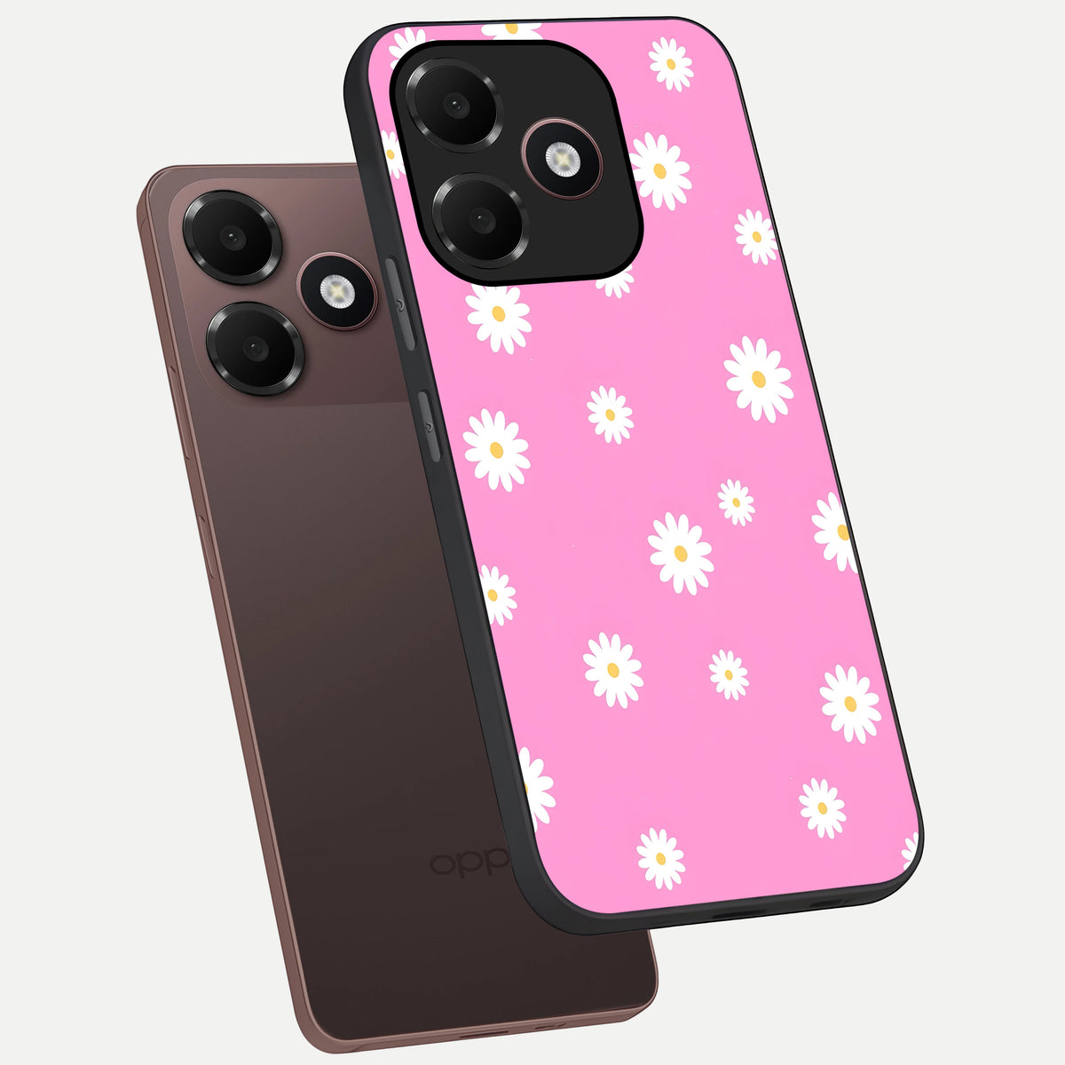  Bubblegum Daisy Pop phone case For Oppo A6C 5G showing premium glass back cover with detailed artwork