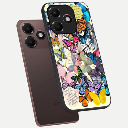  Butterflies Petal Dream phone case For Oppo A6C 5G showing premium glass back cover with detailed artwork