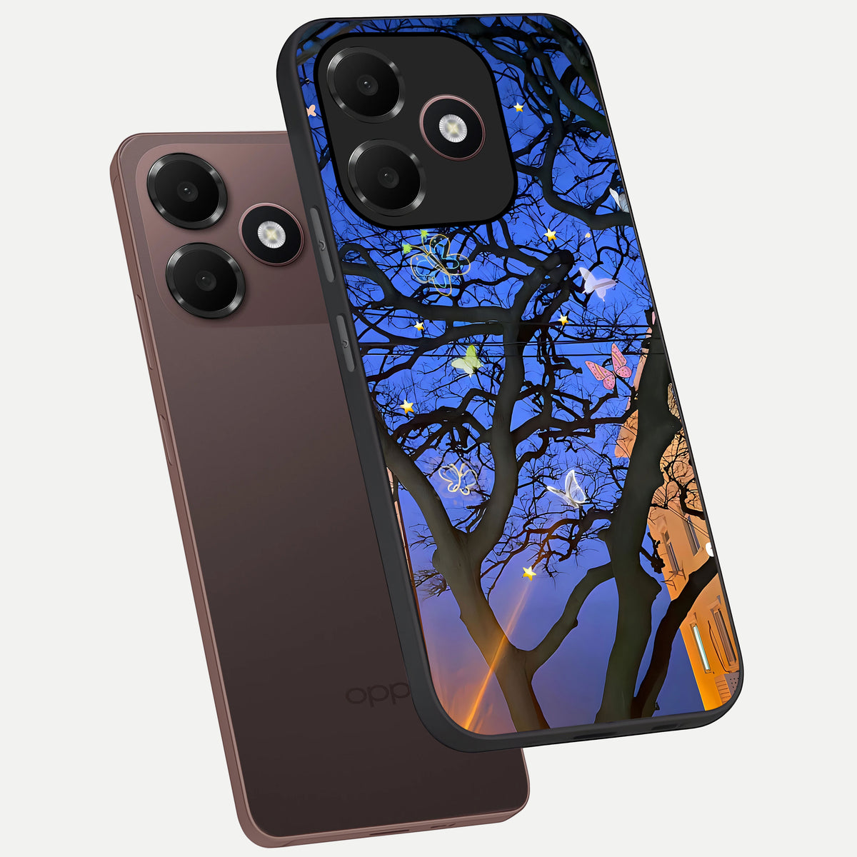  Butterfly Night Magic phone case For Oppo A6C 5G showing premium glass back cover with detailed artwork
