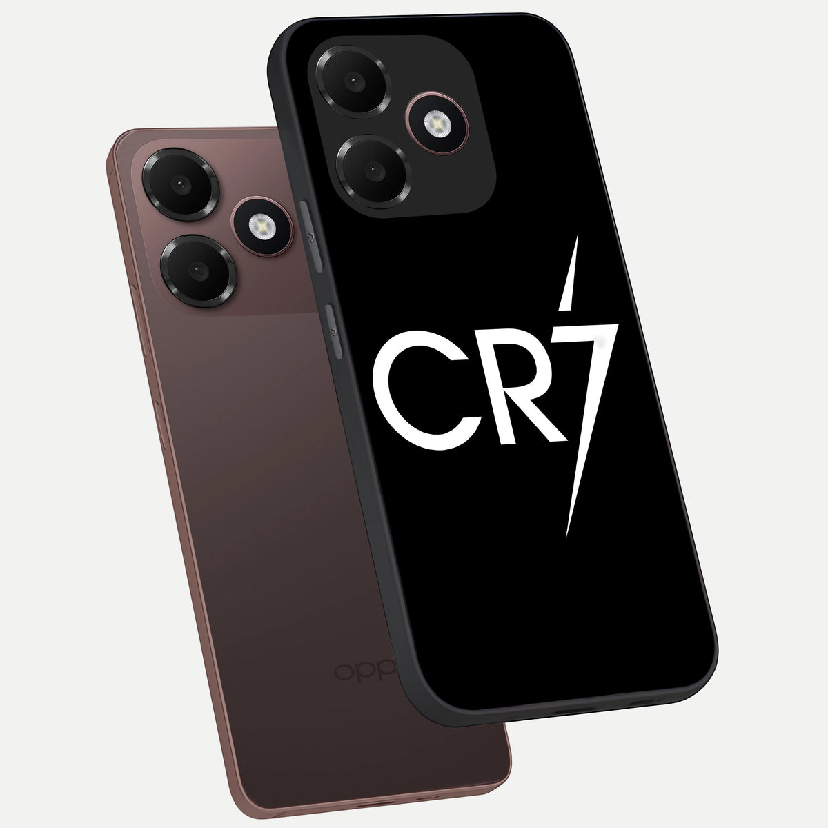  CR7 Elite Strike phone case For Oppo A6C 5G showing premium glass back cover with detailed artwork