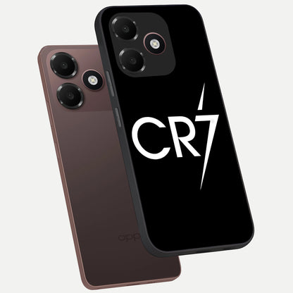  CR7 Elite Strike phone case For Oppo A6C 5G showing premium glass back cover with detailed artwork