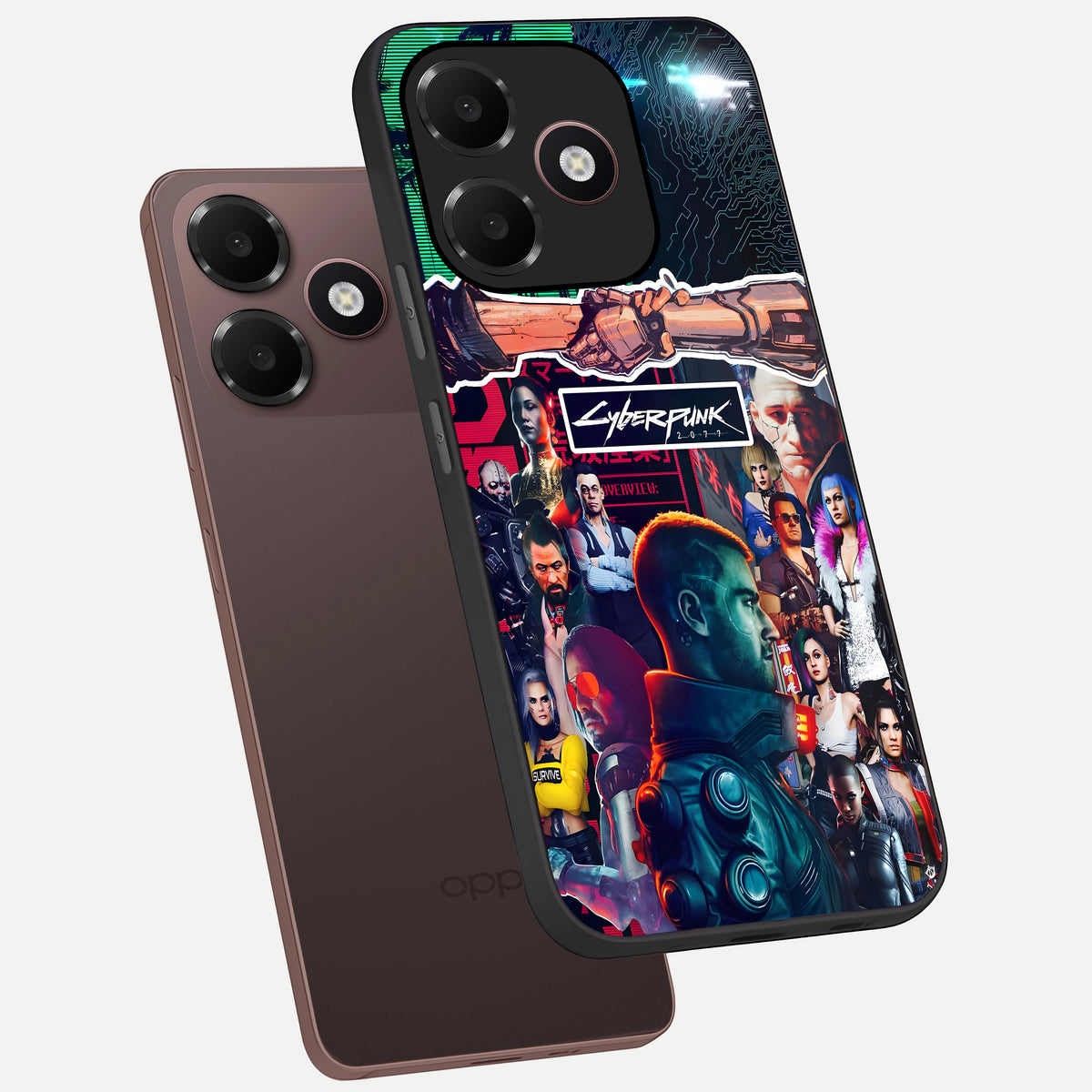  CYBERPUNK Legacy phone case For Oppo A6C 5G showing premium glass back cover with detailed artwork