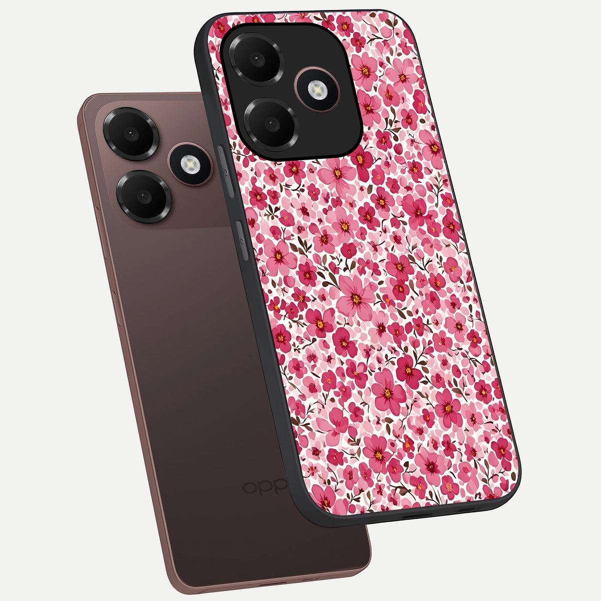  Cherry Blossom Charm phone case For Oppo A6C 5G showing premium glass back cover with detailed artwork