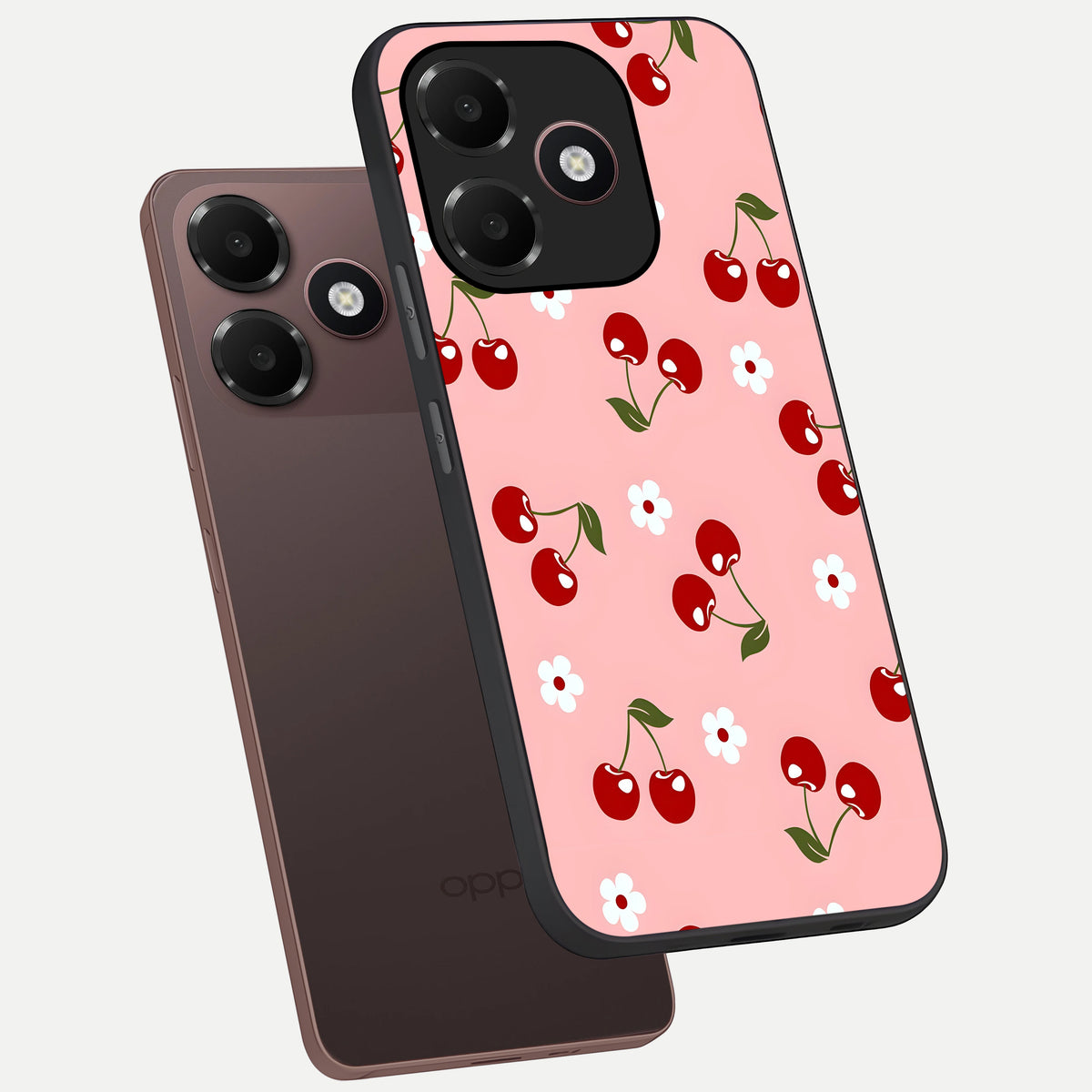  Cherry Love Mood phone case For Oppo A6C 5G showing premium glass back cover with detailed artwork