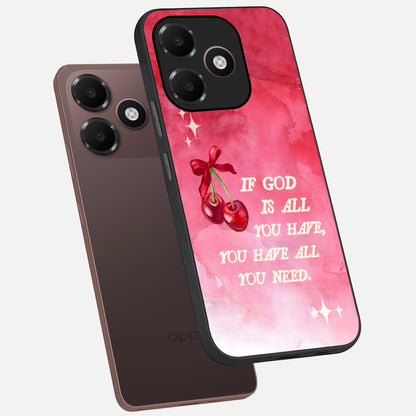  Cherry Quote phone case For Oppo A6C 5G showing premium glass back cover with detailed artwork