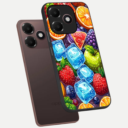  Colorful Fruits with Ice phone case For Oppo A6C 5G showing premium glass back cover with detailed artwork