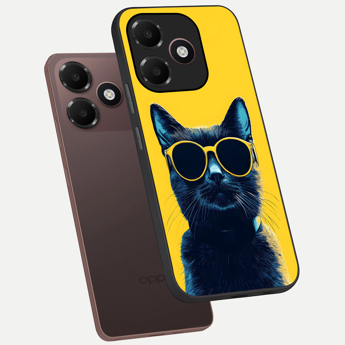  Cool Cat Vibes phone case For Oppo A6C 5G showing premium glass back cover with detailed artwork
