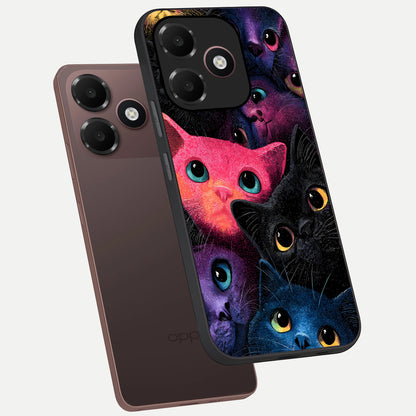  Cosmic Cats Dreams phone case For Oppo A6C 5G showing premium glass back cover with detailed artwork
