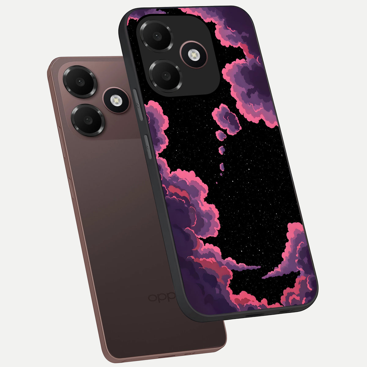  Cosmic Cloud Journey phone case For Oppo A6C 5G showing premium glass back cover with detailed artwork