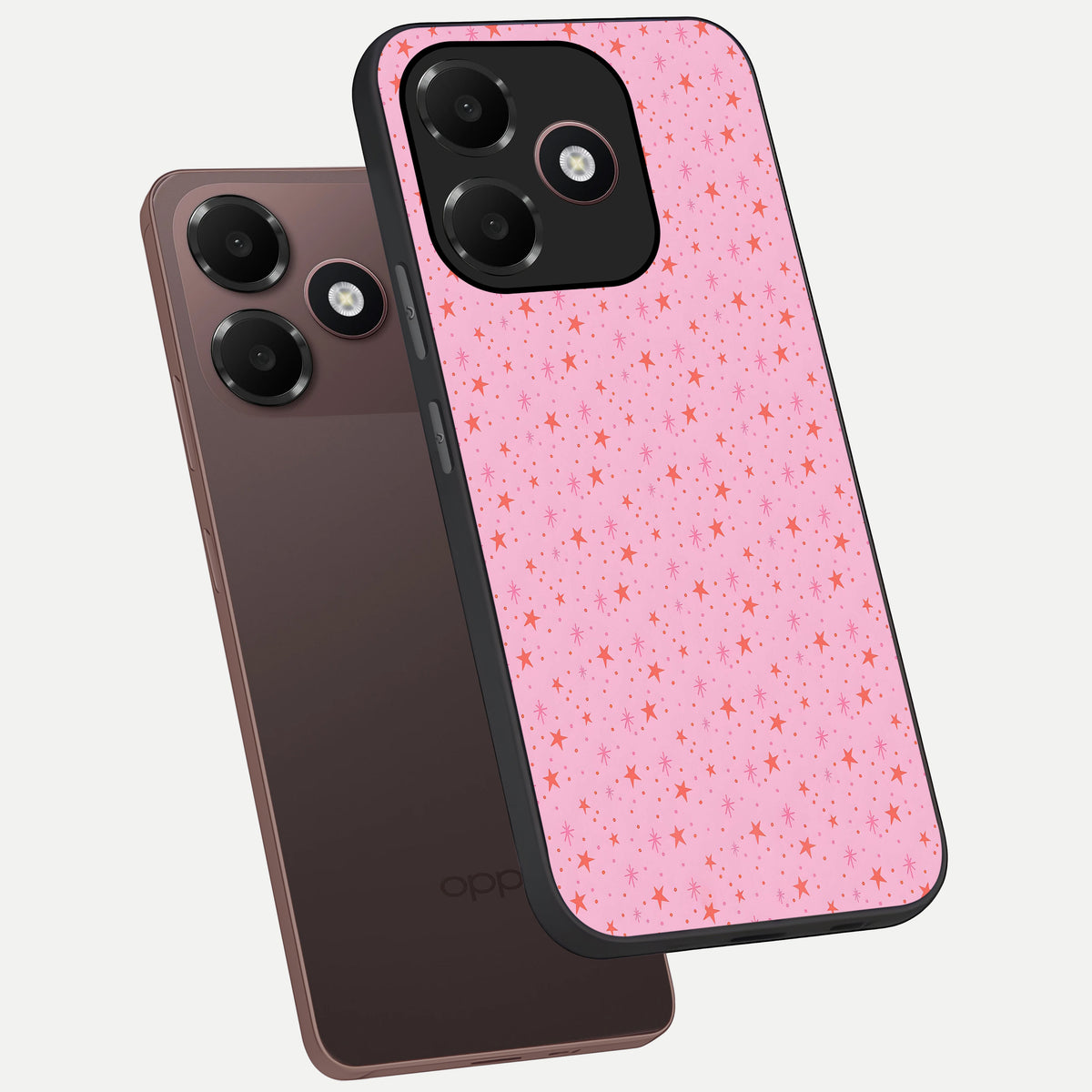 Cosmic Pink Sparkle phone case For Oppo A6C 5G showing premium glass back cover with detailed artwork