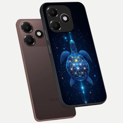  Crimson Blue Turtle phone case For Oppo A6C 5G showing premium glass back cover with detailed artwork