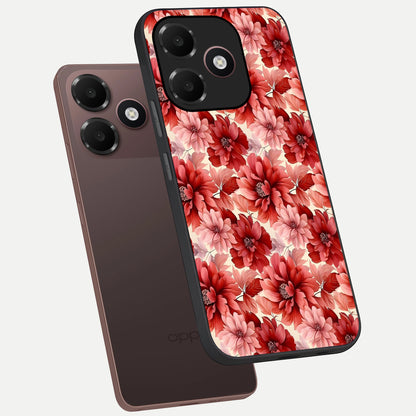  Crimson Love Petals phone case For Oppo A6C 5G showing premium glass back cover with detailed artwork