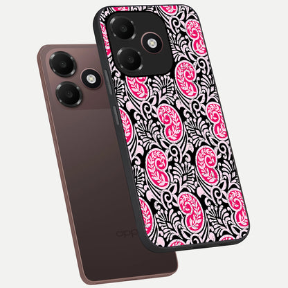  Crimson Paisley Charm phone case For Oppo A6C 5G showing premium glass back cover with detailed artwork