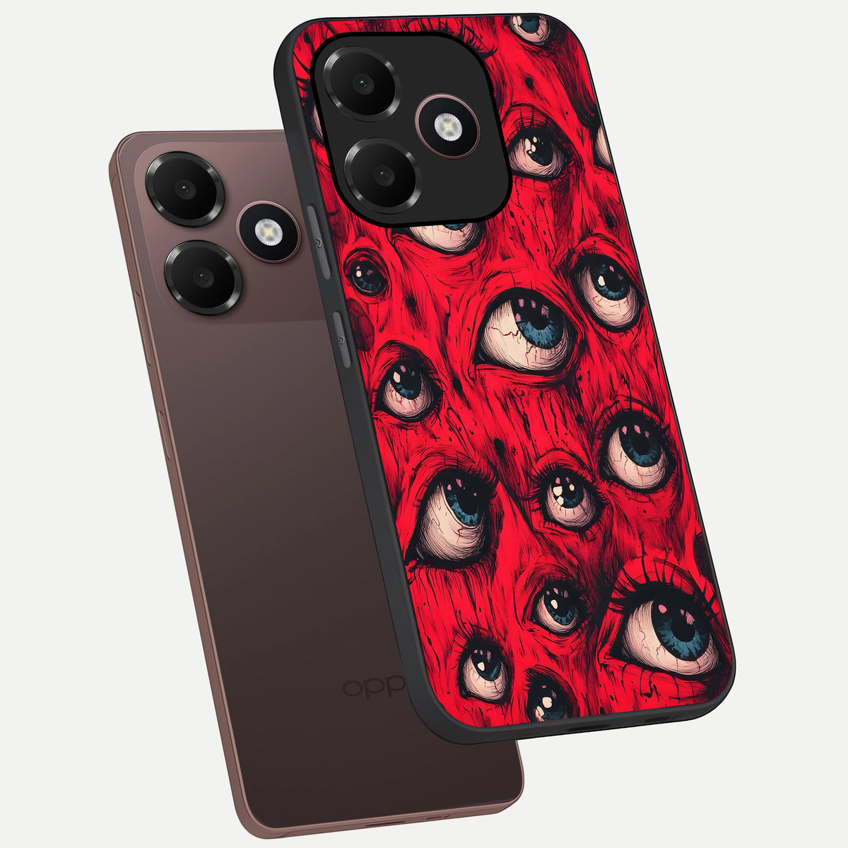  Crimson Watch Eyes phone case For Oppo A6C 5G showing premium glass back cover with detailed artwork