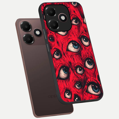  Crimson Watch Eyes phone case For Oppo A6C 5G showing premium glass back cover with detailed artwork