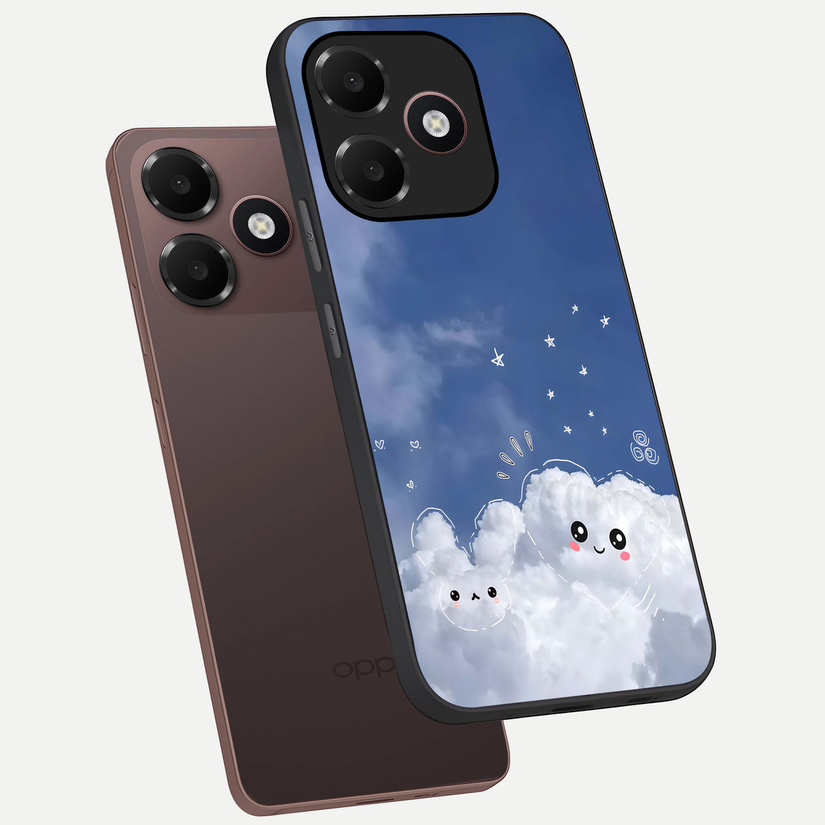  Cute Blossom Cloud phone case For Oppo A6C 5G showing premium glass back cover with detailed artwork