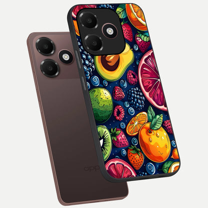  Cute Fruits Art phone case For Oppo A6C 5G showing premium glass back cover with detailed artwork