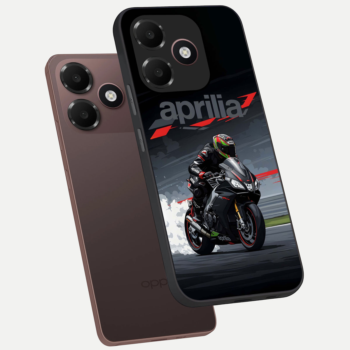  Dark Aprilla phone case For Oppo A6C 5G showing premium glass back cover with detailed artwork