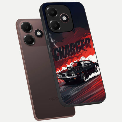  Dark Charger Fury phone case For Oppo A6C 5G showing premium glass back cover with detailed artwork
