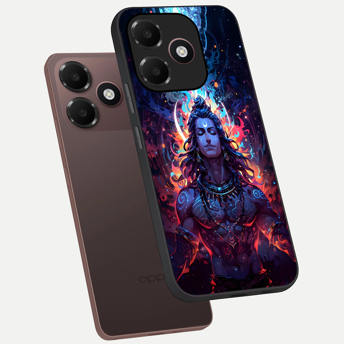  Divine Fire Shiv phone case For Oppo A6C 5G showing premium glass back cover with detailed artwork