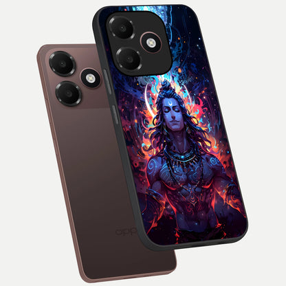  Divine Fire Shiv phone case For Oppo A6C 5G showing premium glass back cover with detailed artwork