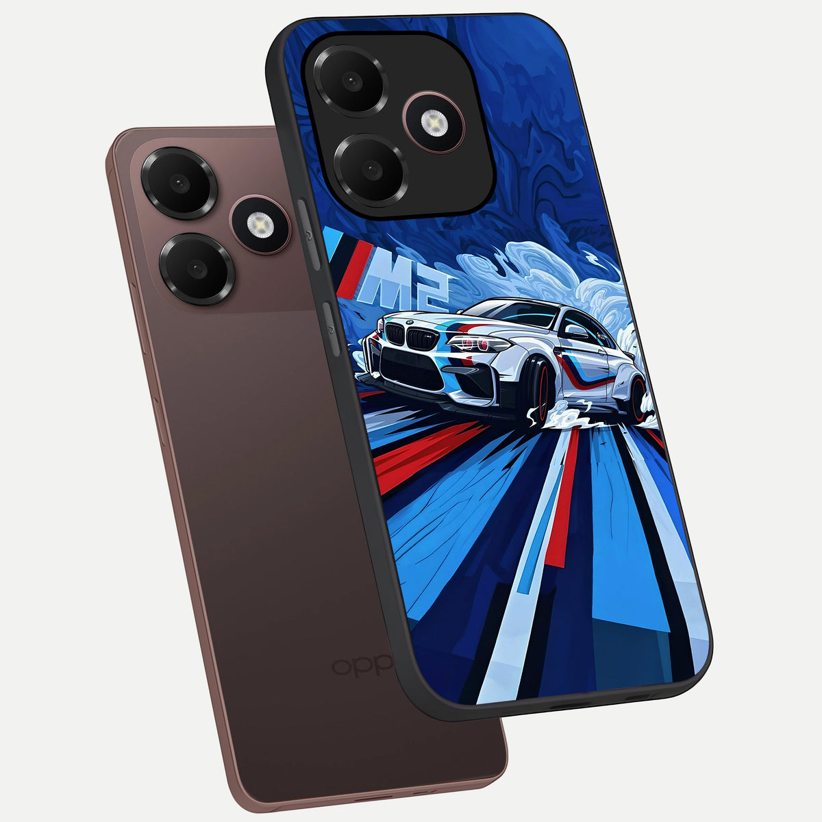  Drift Power Rush phone case For Oppo A6C 5G showing premium glass back cover with detailed artwork