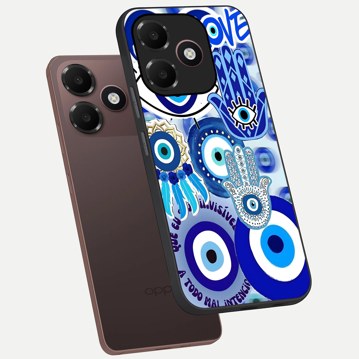  Evil Eyes Dream phone case For Oppo A6C 5G showing premium glass back cover with detailed artwork