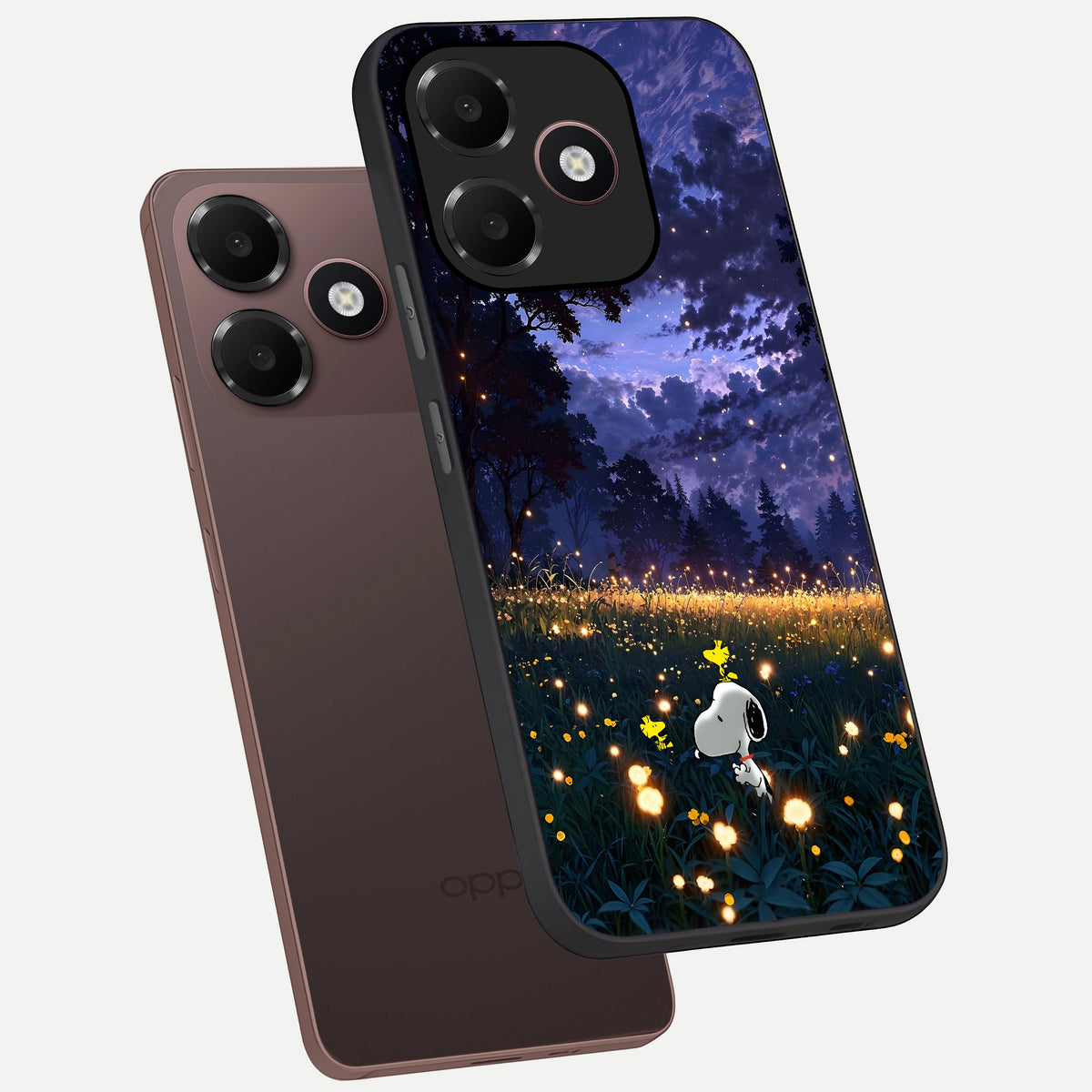  Firefly Meadow Magic phone case For Oppo A6C 5G showing premium glass back cover with detailed artwork
