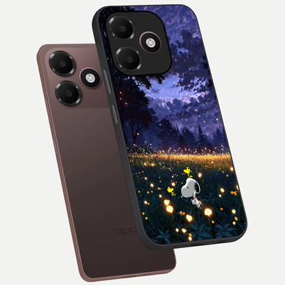  Firefly Meadow Magic phone case For Oppo A6C 5G showing premium glass back cover with detailed artwork