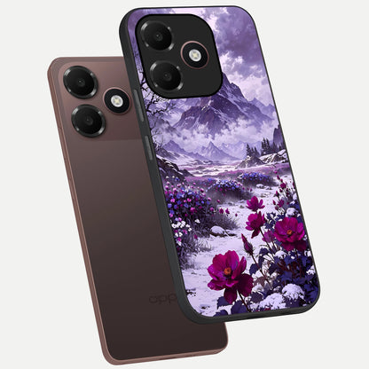  Flower Mountain View phone case For Oppo A6C 5G showing premium glass back cover with detailed artwork